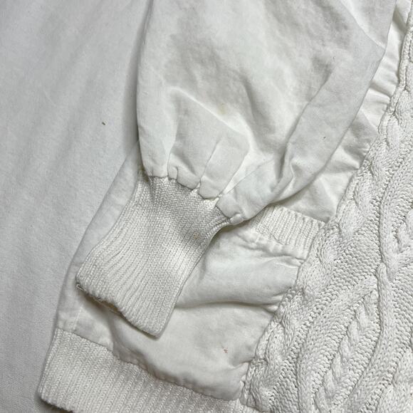 Sideffects Vintage Cable Knit Jacket White Button Up V Neck Women's M Retro 90s - Picture 6 of 11